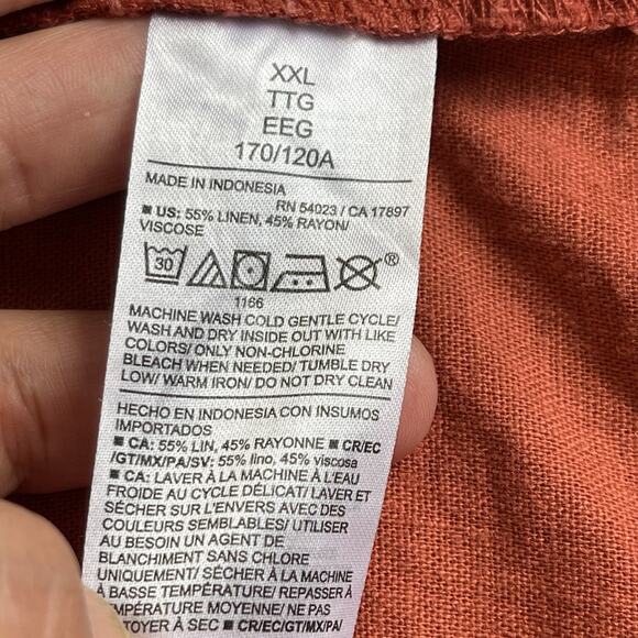 Old Navy XXL Linen Blend Button Front Casual Shirt Dress Pockets Rust 2XL - Picture 12 of 13